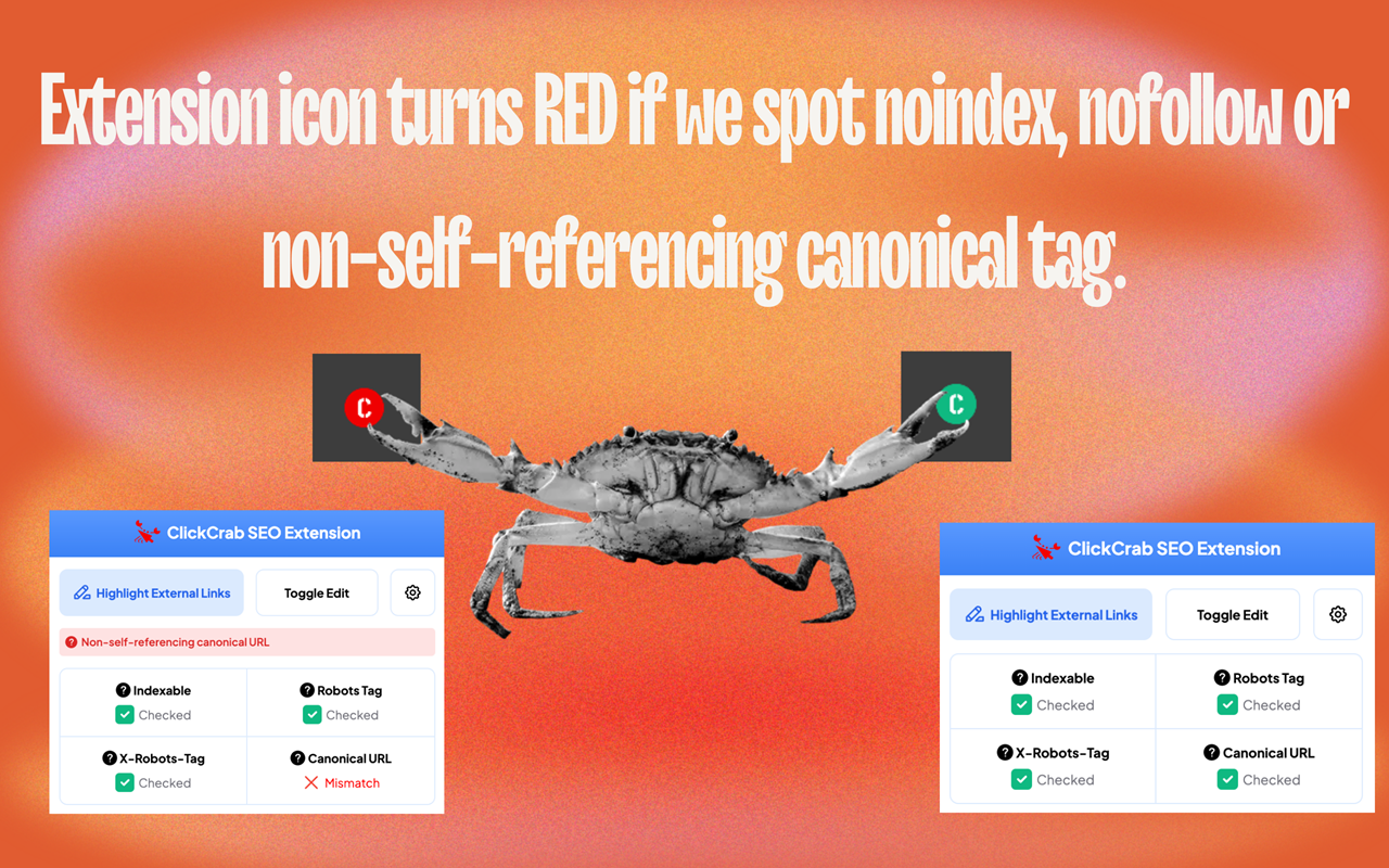 Extension icon status indicators